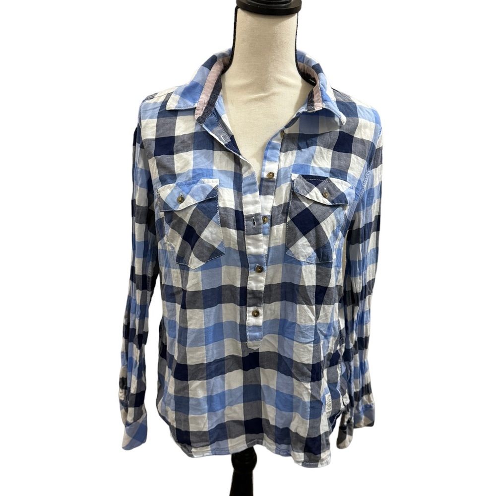 LOGG 3/4 BUTTON PLAID SHIRT